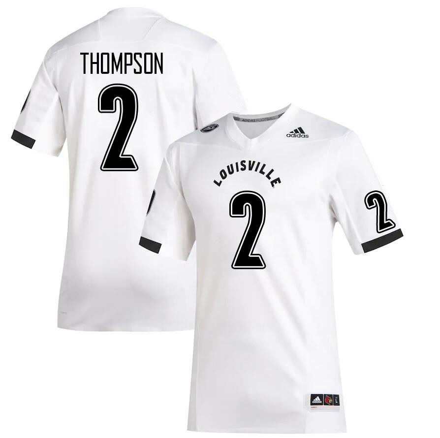 Men #2 Jadon Thompson Louisville Cardinals College Football Jerseys Stitched Sale-White